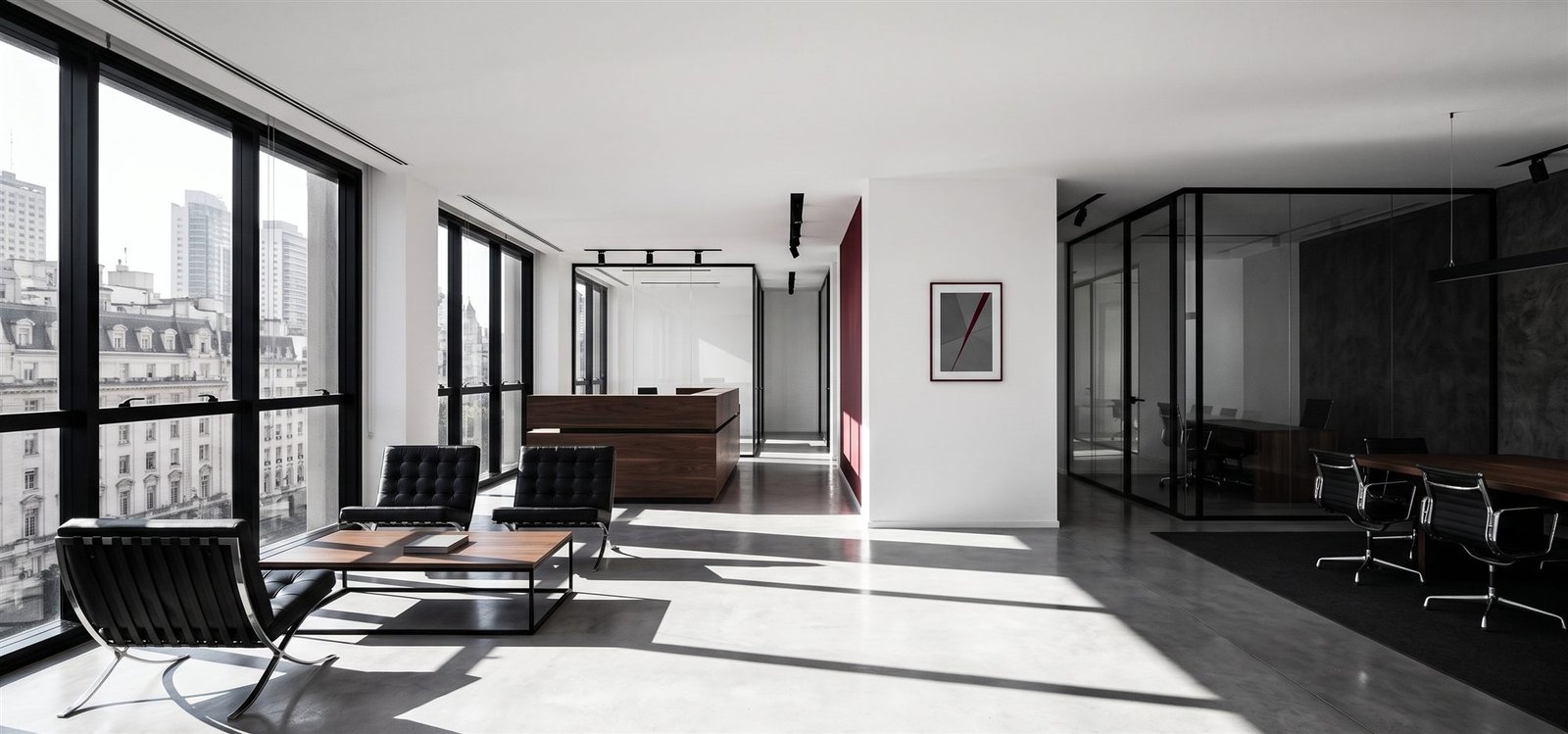 Interior del estudio jurídico, arquitectura contemporánea